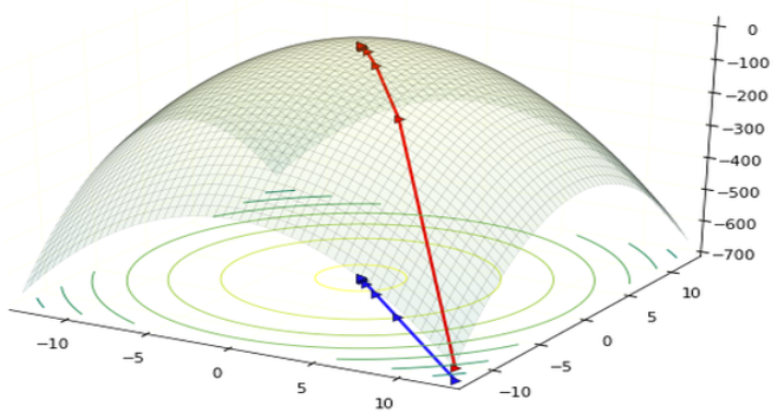 gradient ascent beta in likelihood 2D